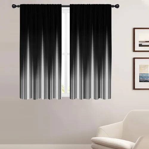 Vista 16 de Coxila Cortinas 100% opacas en negro y beige de 42 x 63 pulgadas, cortinas góticas degradadas con aislamiento térmico para dormitorio