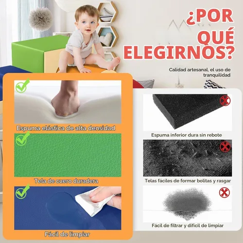 Vista 4 de Sumbababy Bloques de Espuma para Escalada para Niños Pequeños: 4 Piezas Gimnasio de Juegos Interior con Tobogán y Escaleras - Set de Juegos Suave