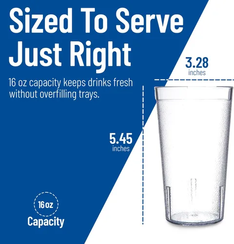Vista 4 de Carlisle FoodService Products Vaso apilable con exterior de guijarros para cocina, restaurantes y comida rápida, plástico, 16 onzas, transparente