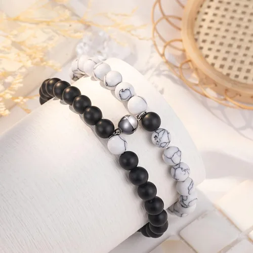 Vista 7 de PINKDODO Couples Bracelets for Boyfriend Girlfriend Women Men Lovers Friends