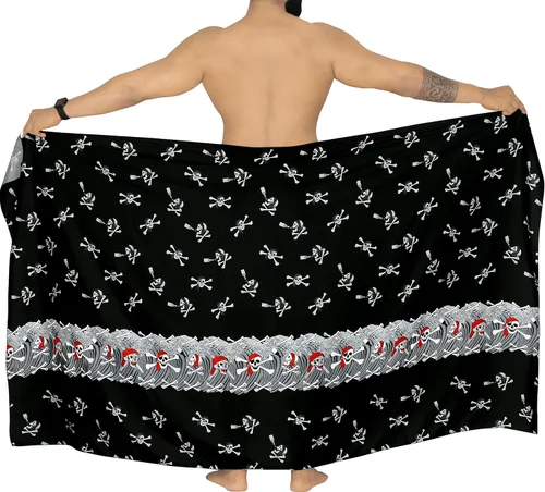 Vista 5 de LA LEELA Disfraces de Halloween para hombre, pareo, pareo, piratas caribeños, trajes de baño, trajes de baño completos para la playa para hombres