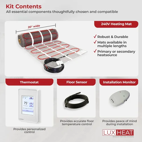 Vista 7 de LuxHeat Kit de tapete de calefacción de suelo radiante eléctrico de 35 pies cuadrados - Sistema de calefacción por suelo radiante de 240 V - Sistema
