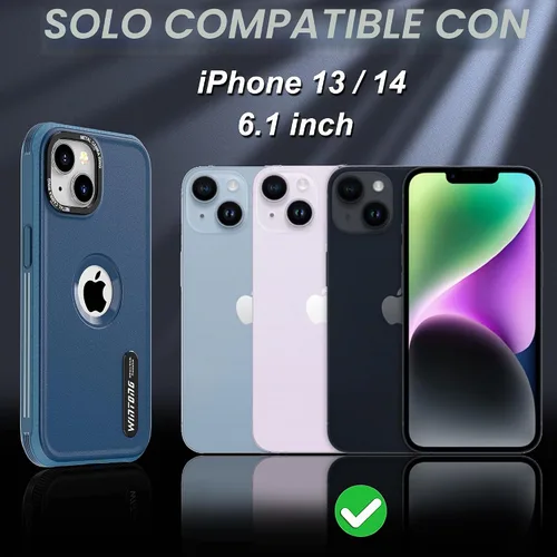 Vista 7 de WINTONG Funda magnética compatible con iPhone 14 / iPhone 13 con protector de vidrio, protección contra caídas de grado militar, resistente a prueba
