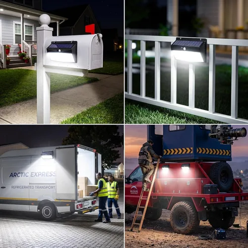 Vista 2 de Peasur 368 luces solares magnéticas LED impermeables al aire libre con Negro