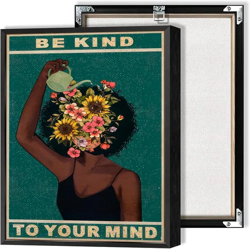 Vista 10 de Dcvjiy Póster retro con texto en inglés «Be Kind To Your Mind» de moda con texto en inglés «Be Kind To Your Mind» («Be Kind To Your Mind») con texto