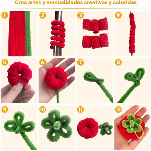 Vista 5 de 300 PCS Pipe Cleaners, Multi-Color Pipe Cleaners Craft, 12 inch x 6 mm