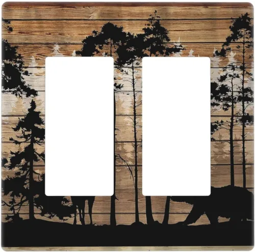 Vista 41 de Mid Century Morden Boho - Placa de pared para interruptor de luz dúplex de 1 banda, placa frontal decorativa eléctrica para receptáculo para baño