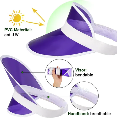 Vista 4 de Paquete de 14 viseras unisex de plástico transparente color caramelo visera turística gorra de póquer colorido