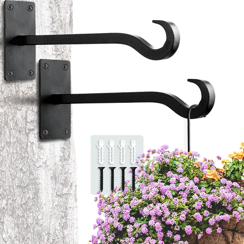 Vista 11 de Qiang Ni Colgador de plantas de alta resistencia, soporte de metal para plantas de montaje en pared de 16 pulgadas, 80 libras, para interiores