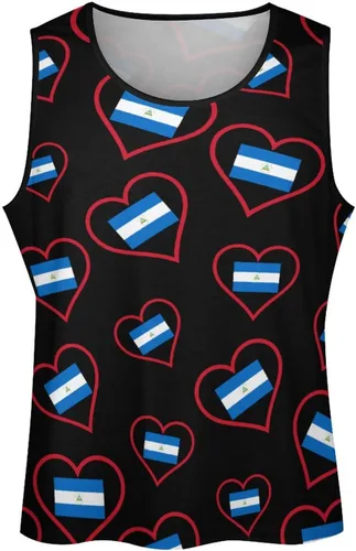 Vista 4 de Love Nicaragua Red Heart - Camiseta sin mangas para hombre, camiseta casual para gimnasio, camiseta muscular, chaleco de playa