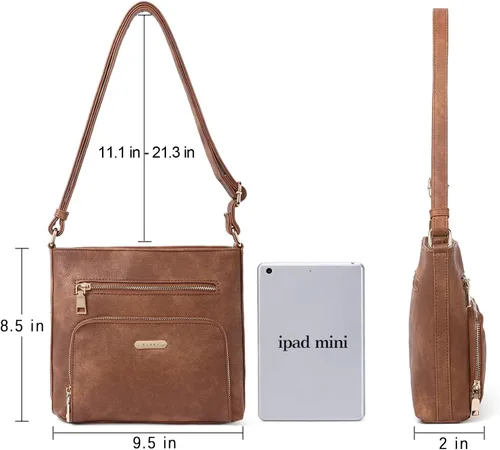 Vista 4 de CLUCI Bolso cruzado para mujer, con múltiples bolsillos, de piel vegana, bolso de hombro pequeño, bolso de hombro para verano, viaje, diseñador