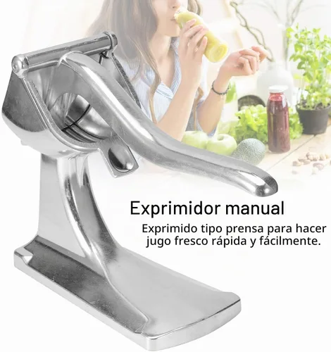 Vista 3 de Mini exprimidor manual multifunción para limón, naranja, lima, tomate, pera, exprimidor de prensa de aleación de aluminio con base antideslizante