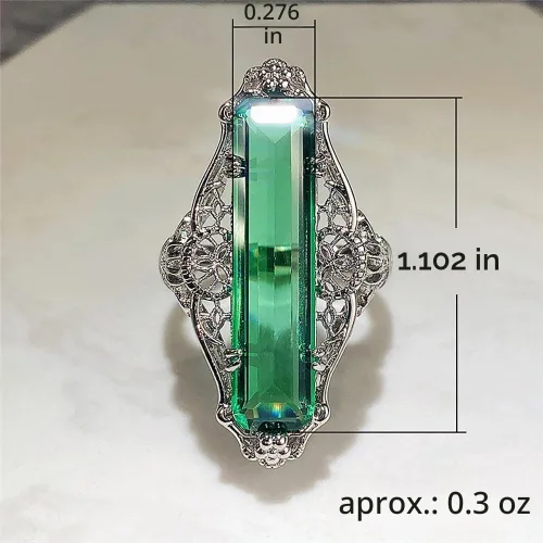 Vista 5 de Anillos de lujo para mujer de estilo vintage con circonitas cúbicas verdes para fiesta