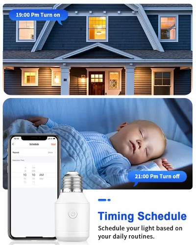 Vista 6 de Enchufe de luz de control remoto con WiFi (solo 2.4G), WiFi inteligente y Bluetooth y adaptador de bombilla RF433 E26 E27 e interruptor de pared