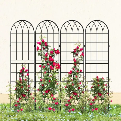 Vista 11 de Paquete de 3 enrejados de metal de 59 x 16 pulgadas para plantas trepadoras, enrejado grande para plantas trepadoras al aire libre, rosas, verduras