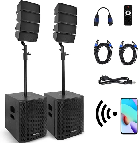 Vista 10 de Pyle Altavoz de columna Line Array - Sistema de sonido profesional y compacto con subwoofer de altavoz de 12 pulgadas, transmisión, amplificador