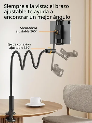Vista 4 de SAIJI Soporte para Kindle de Cuello de Ganso de 47", Soporte para Tableta para Cama con Base Mejorada, Soporte para iPad con Brazo Flexible