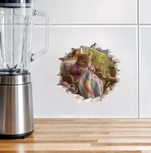 Vista 2 de Wallington Mice - Calcomanía de pared con efecto 3D