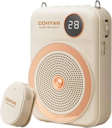 Vista 7 de Amplificador de voz para profesores con micrófono inalámbrico de solapa Lavalier, micrófono Bluetooth portátil y altavoz, megáfono de bocina Negro