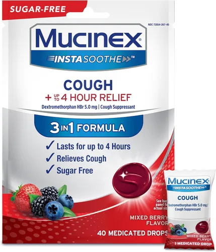 Vista 11 de Mucinex InstaSoothe Dolor de garganta + calmante sabor a miel y equinácea, acción rápida, potente analgésico oral para el dolor de garganta, 40