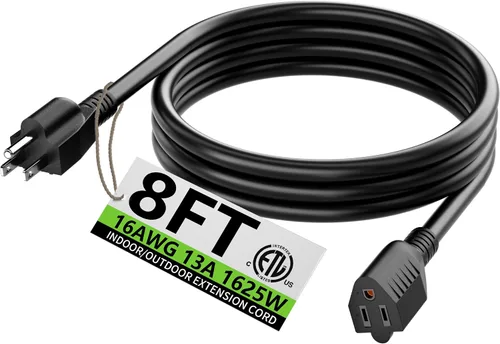 Vista 12 de HUANCHAIN Cable de extensión de 3 pies, calibre 16, negro, para interiores y exteriores, resistente al agua, flexible para clima frío, 3 puntas