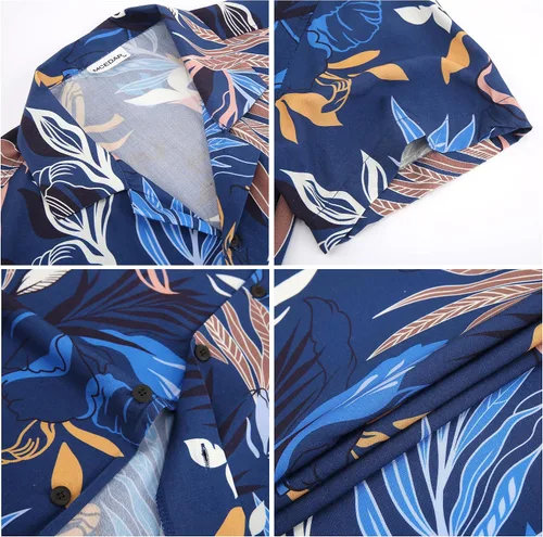 Vista 6 de MCEDAR Hawaiian Shirt for Men Regular Fit Short Sleeve Button Down Summer Beach Tropical Aloha Shirts S-3XL