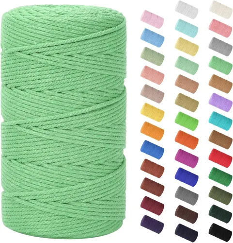 Vista 54 de Cuerda de macramé de 0.079 in x 220 yardas (656 pies), cuerda de algodón natural para colgar en la pared, ganchos de plantas, manualidades Verde