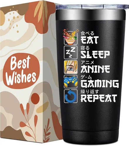 Vista 19 de Regalos de anime para hombres y mujeres – Kawaii Navidad, regalos de cumpleaños para fanáticos de la animación japonesa, amantes – Vaso de 20 onzas