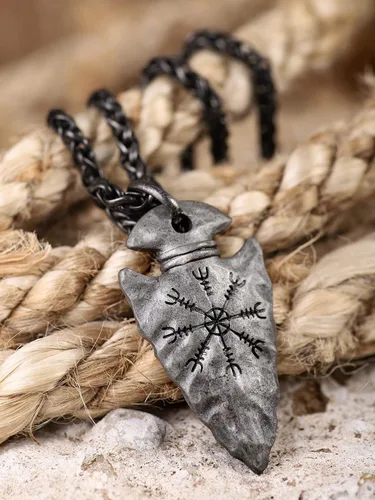 Vista 5 de HAQUIL Joyería vikinga collar con colgante de talismán vikingo de acero inoxidable de hierro forjado antiguo regalo de joyería vikinga para hombres