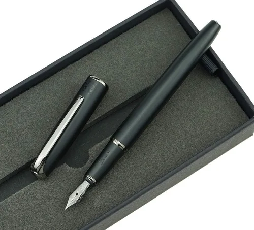 Vista 35 de erofa Picasso 916 - Pluma estilográfica negra mate con caja, bolígrafo de caligrafía doblada de titanio negro