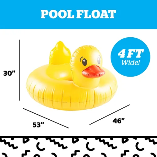 Vista 3 de BigMouth Inc. Flotador gigante de pato para piscina, más de 4 pies de ancho, tubo flotante inflable, anillo de natación, juguete acuático