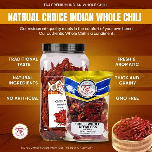 Vista 8 de TAJ Premium Indian Whole Chilli (Mirchi entero, sin tallo), (3.5 onzas)