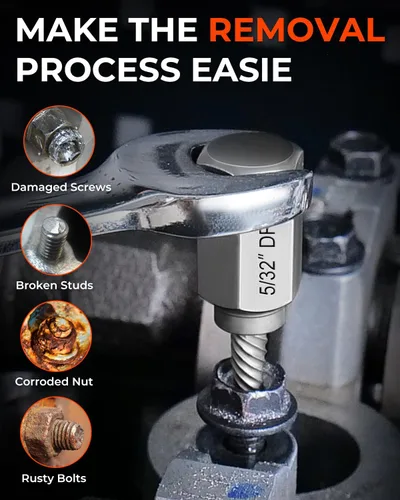 Vista 3 de Juego de 24 piezas de extractor de tornillos y brocas de mano izquierda, juego de extractor de tornillos fácil de quitar con broca de reversa