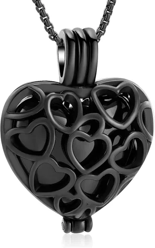 Vista 34 de Collar con medallón de cremación conmemorativa con corazón eterno con mini urna para cenizas de seres queridos