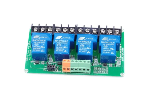 Vista 2 de Módulo de relé de 4 canales CC de 5 V de alto nivel de activación de optoacoplador carga de aislamiento 30 A CC 30 V / CA 250 V para control