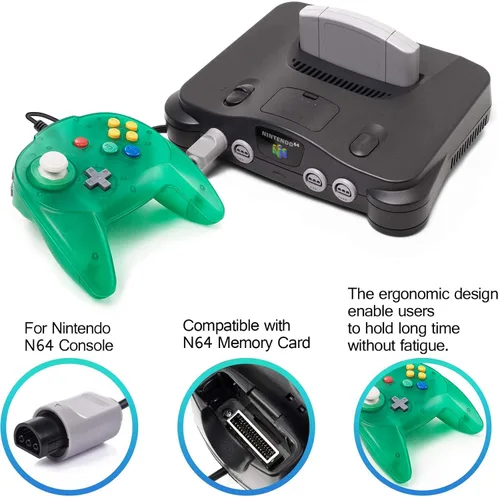 Vista 5 de miadore 2 Pack Classic N64 Controller Game Pads Joystick for N64 Video Game System N64 Console (GrayJungle Green)