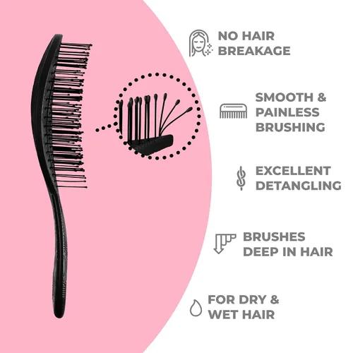 Vista 2 de Ninabella Cepillo orgánico desenredante para el cabello, para mujeres, hombres y niños, no tira del cabello, cepillos alisadores para cabello liso