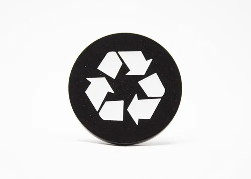 Vista 10 de Logotipo de reciclaje, emblema, medallón, cocina, oficina, parte delantera del gabinete, 1.5 pulgadas, acero inoxidable, latón, negro mate