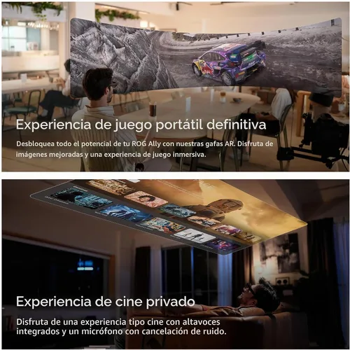 Vista 3 de Gafas AR Inteligentes ASUS AirVision M1 - Pantalla portátil Micro-OLED de 100", 1100 nits, Multi-Pantalla, Altavoces, USB-C, Sombra Magnética