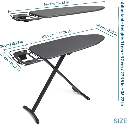 Vista 2 de Duwee - Tabla de planchar de 17 x 46 pulgadas, tamaño completo, tabla de planchar de lujo con soporte para plancha Cubierta resistente al calor