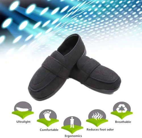 Vista 5 de Zapatillas de recuperación de diabéticos de ancho extra ancho para hombre, cierres ajustables, pies hinchados, artritis, edema y calzado ortopédico