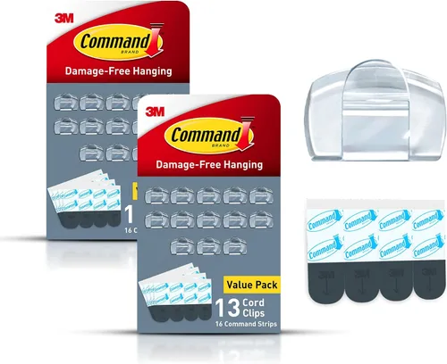Vista 11 de Command Ganchos redondos para cables, Clips para colgar cables sin dañar, Clips de pared sin herramientas para colgar cables eléctricos