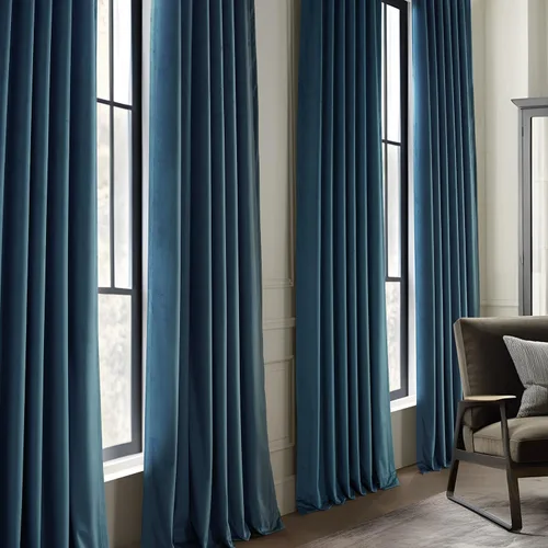 Vista 3 de HPD Half Price Drapes Juego de 2 paneles de cortinas básicas de terciopelo para oscurecer la habitación, cortinas con ojales de 96 pulgadas