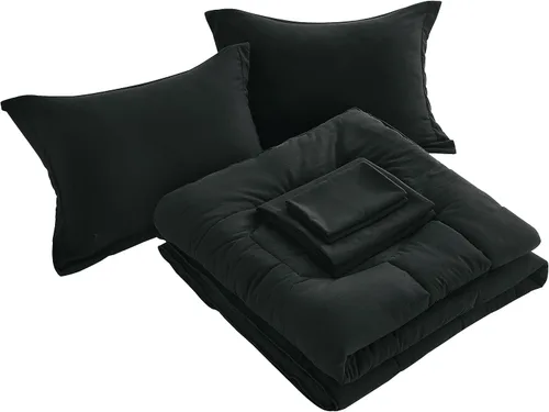 Vista 9 de Chezmoi Collection Piper - Juego de cama individual en una bolsa, 5 piezas con patrón geométrico de panal de abeja, acolchado de microfibra lavada a