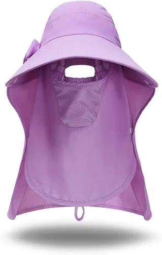 Vista 2 de icolor Gorra de sol para mujer UPF50 desmontable con solapa visera de ala ancha protección solar sombreros de senderismo