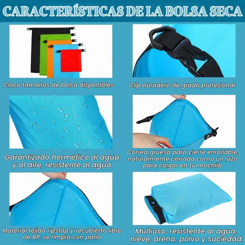 Vista 4 de LEIFIDE 10 bolsas secas ultraligeras impermeables de 5 tamaños con parte