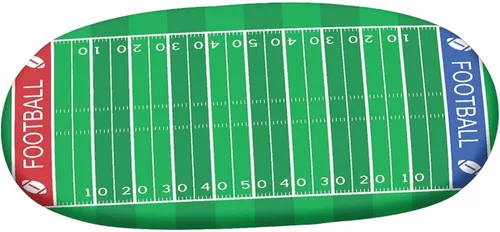 Vista 3 de Mantel ovalado ajustable para mesa de patio, de poliéster elástico con estampado de fútbol americano, se adapta a mesas ovaladas de hasta 36 x 48