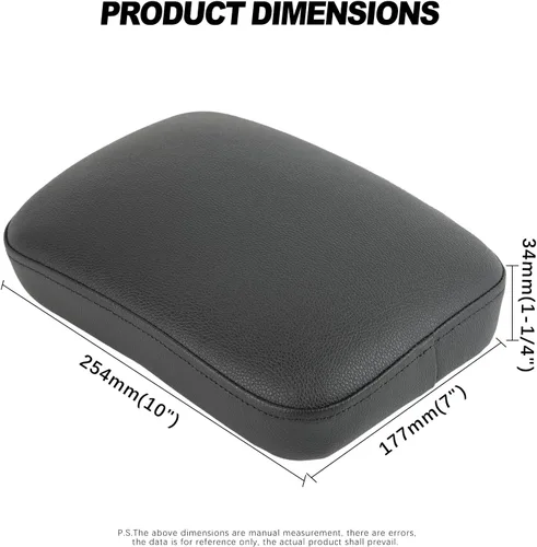 Vista 5 de DREAMIZER Cojín de Cuero para Asiento Trasero de Motocicleta con 8 Ventosas Rectangular Compatible con Motos Harley Custom (Negro)