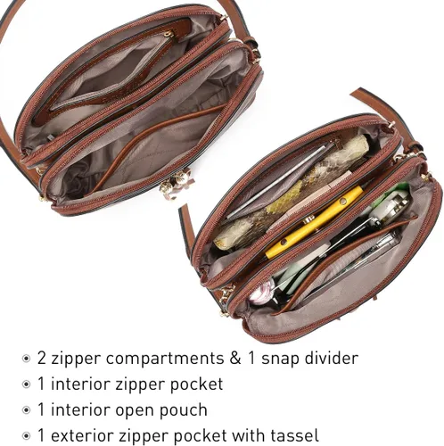 Vista 5 de Dasein - Bolso de hombro para mujer con cremallera y múltiples bolsillos