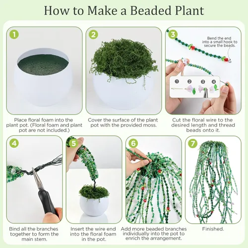 Vista 3 de Funtopia Kit de plantas con cuentas de vidrio verde de 5840 piezas